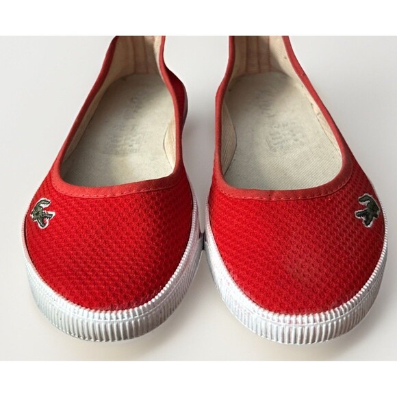 Lacoste Shoes - Lacoste Marthe Womens Canvas Slip On Red 8 M Gator Sneakers Ballet Flats